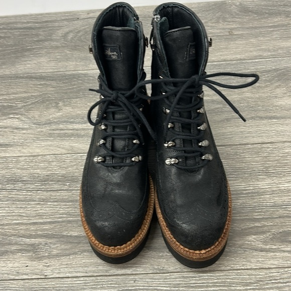 Montelliana Black Leather Lace Up Boots Size 8.5 - Picture 3 of 11